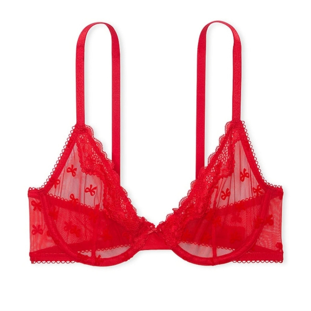 Victoria Secret Tease Red Unlined Demi Underwire Bra 36DDD NWT
